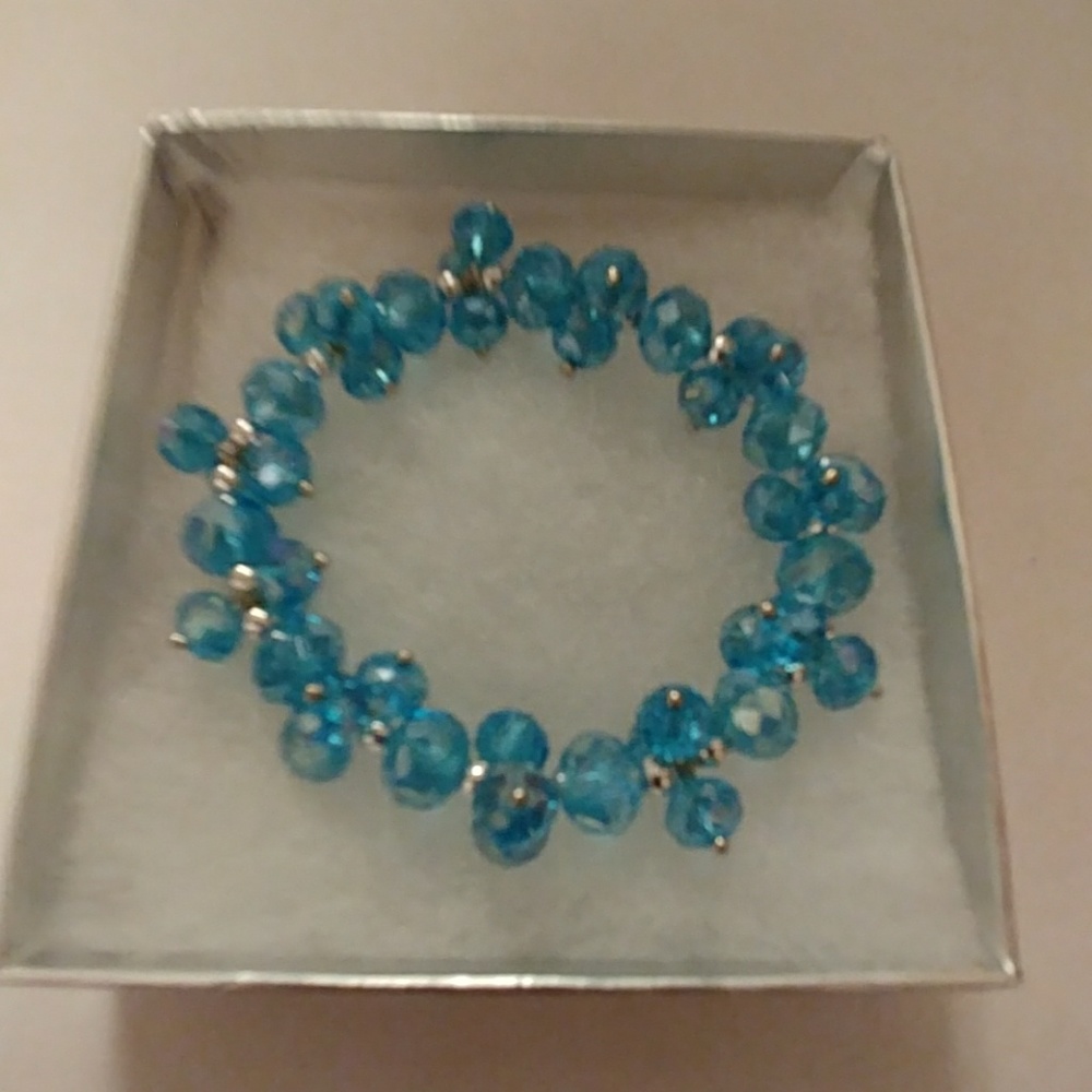 Aqua Metallic Crystal Bracelet - Picture 7 of 8